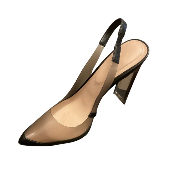 ALDO Clear PVC Slingback Heels | Transparent Pointed Toe | Black Trim - Picture 5 of 6